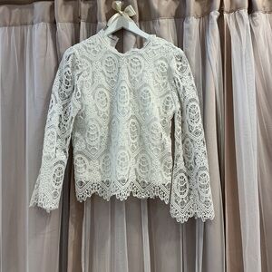 Elegant White Lace Women's Top